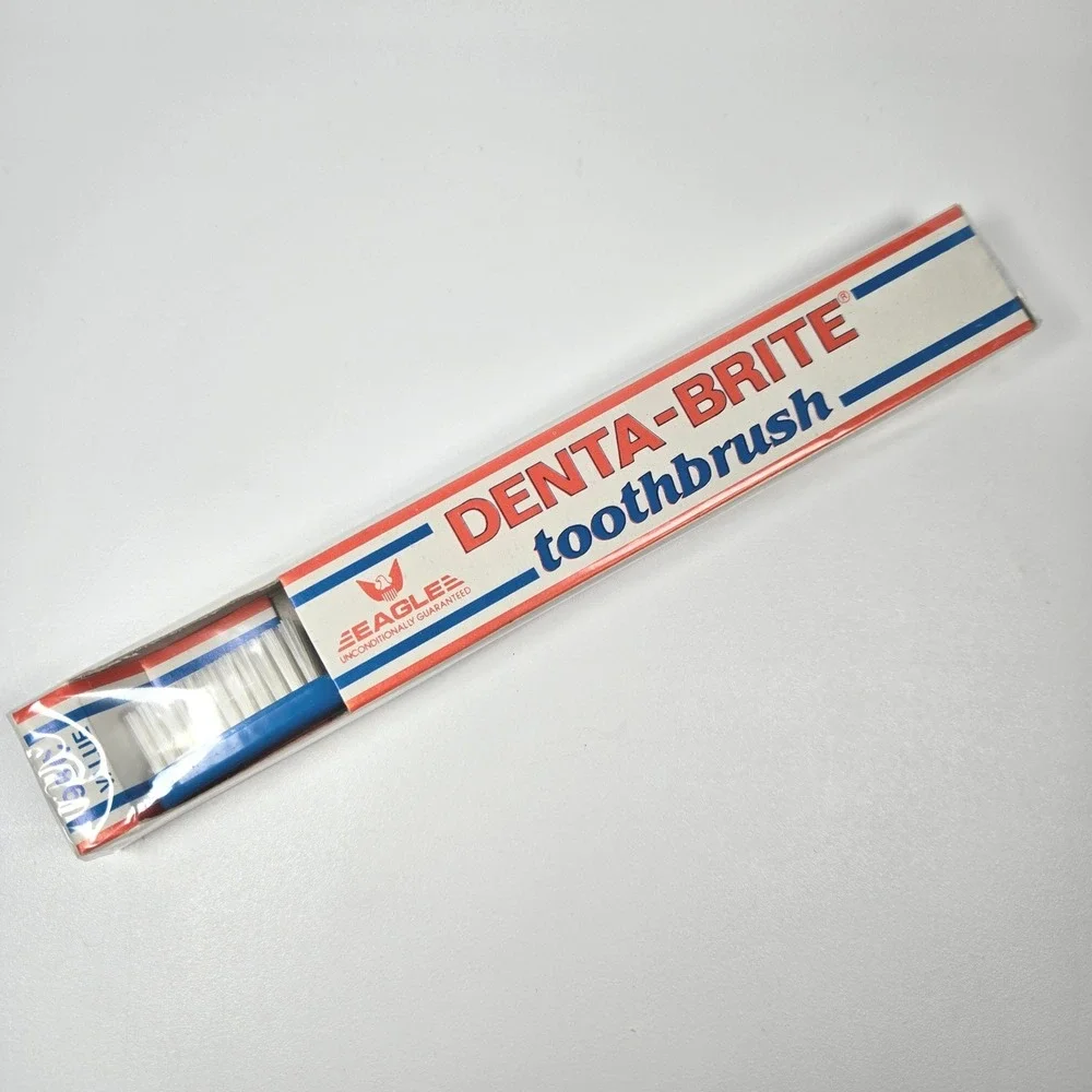 Vintage NOS Denta-Brite Toothbrush Blue Adult Medium TOPS E.H.R‎ Corp
